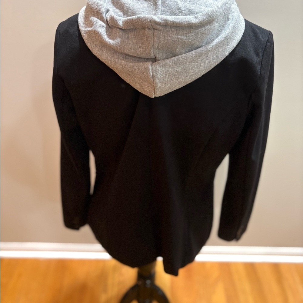 Liverpool Black Women’s Dickey Blazer with Gray Hooded Layer, Sz L - Picture 5 of 8